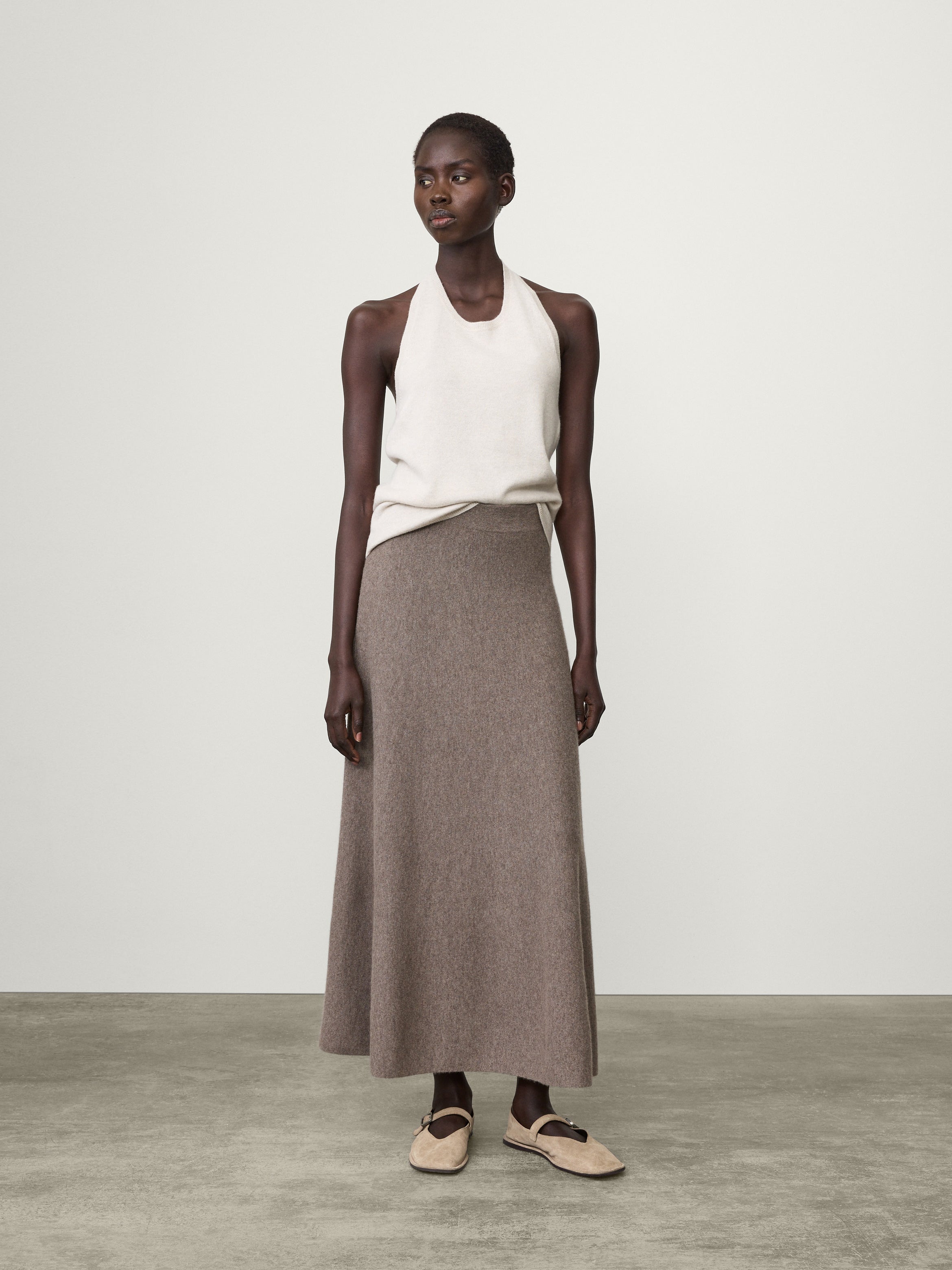 Torie Skirt Truffle | Cashmere | LISA YANG