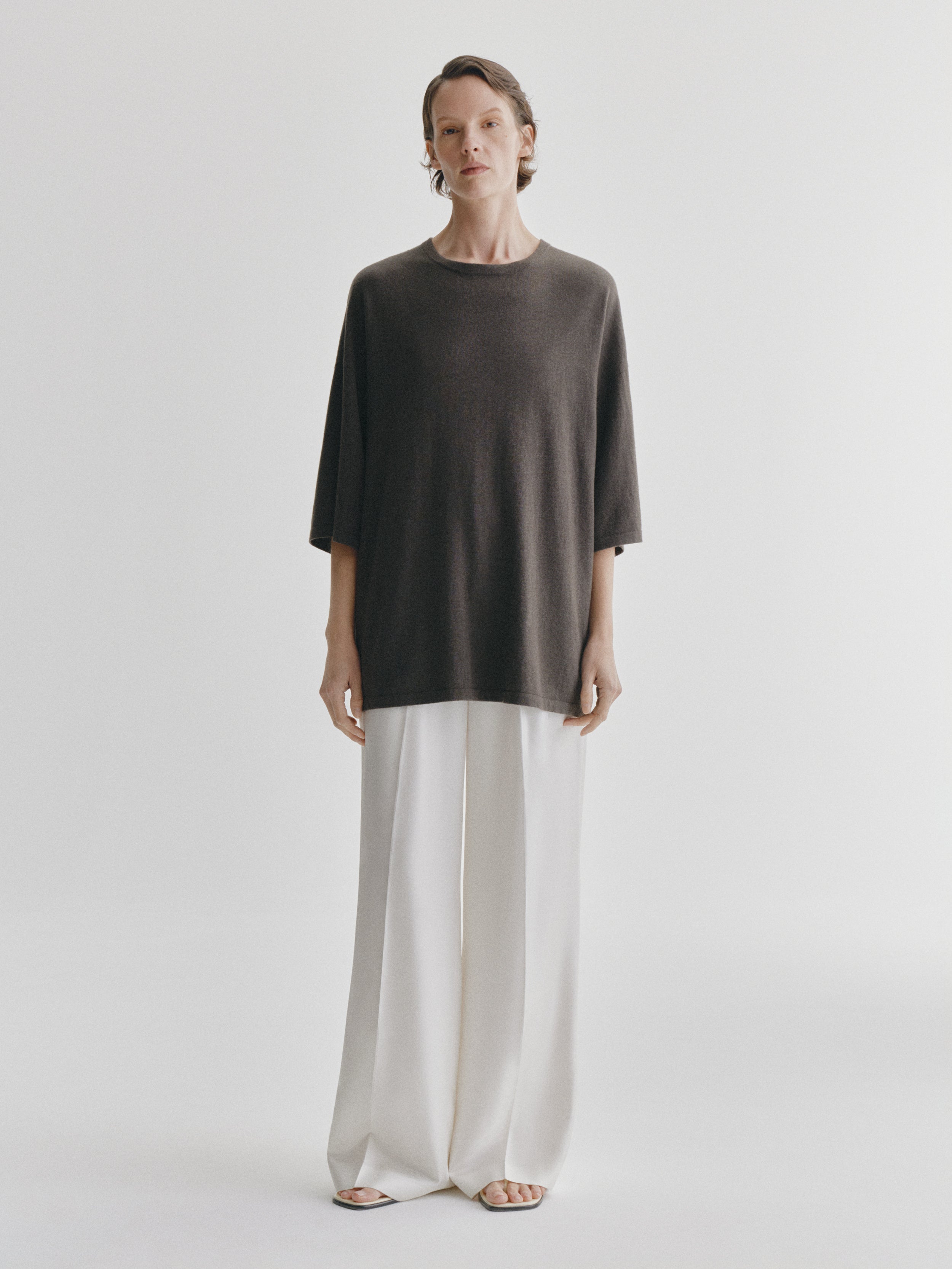 Agnette Sweater Deep Walnut | Cotton Cashmere | LISA YANG