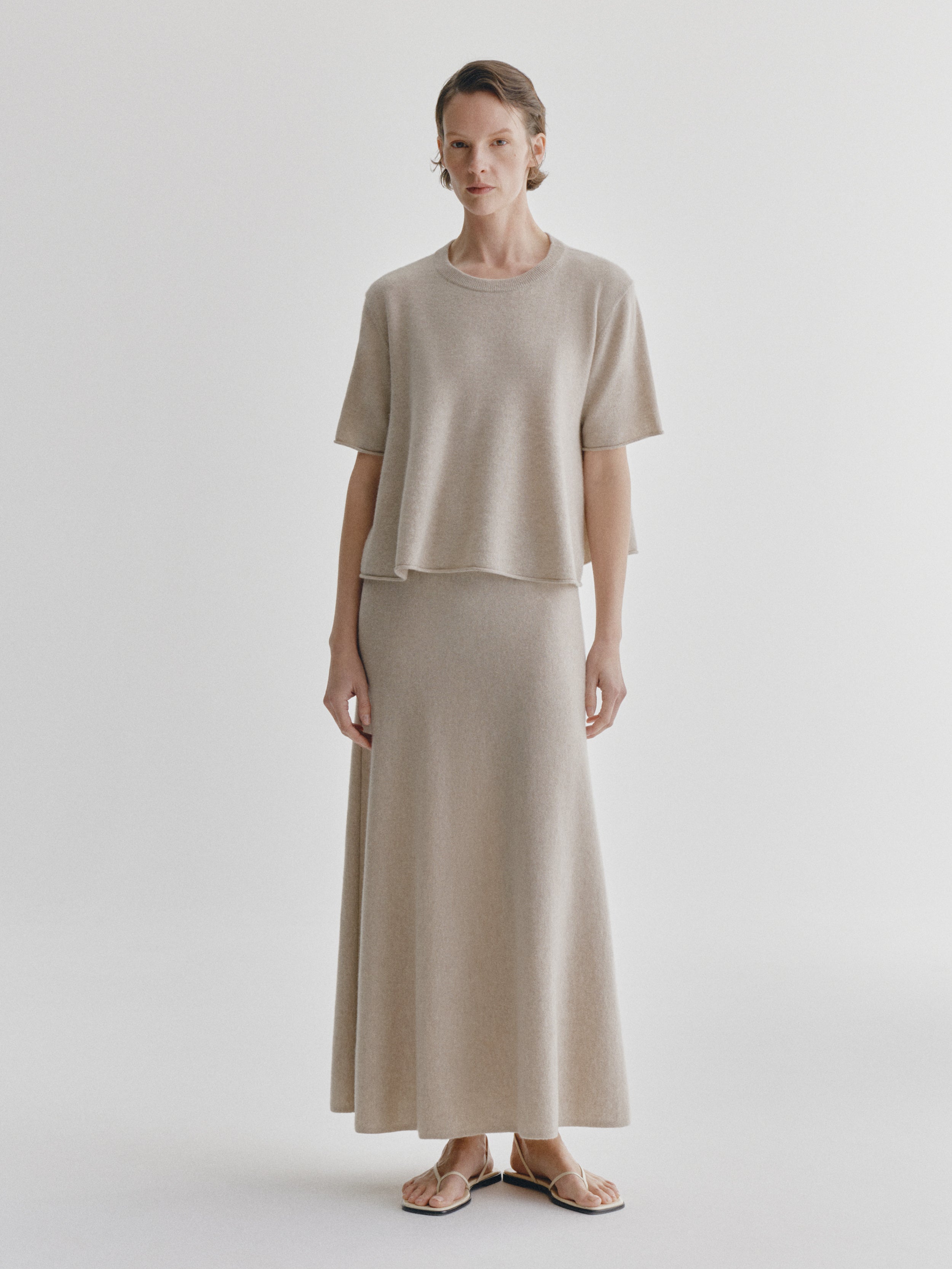 Torie Skirt Sand | Cashmere | LISA YANG