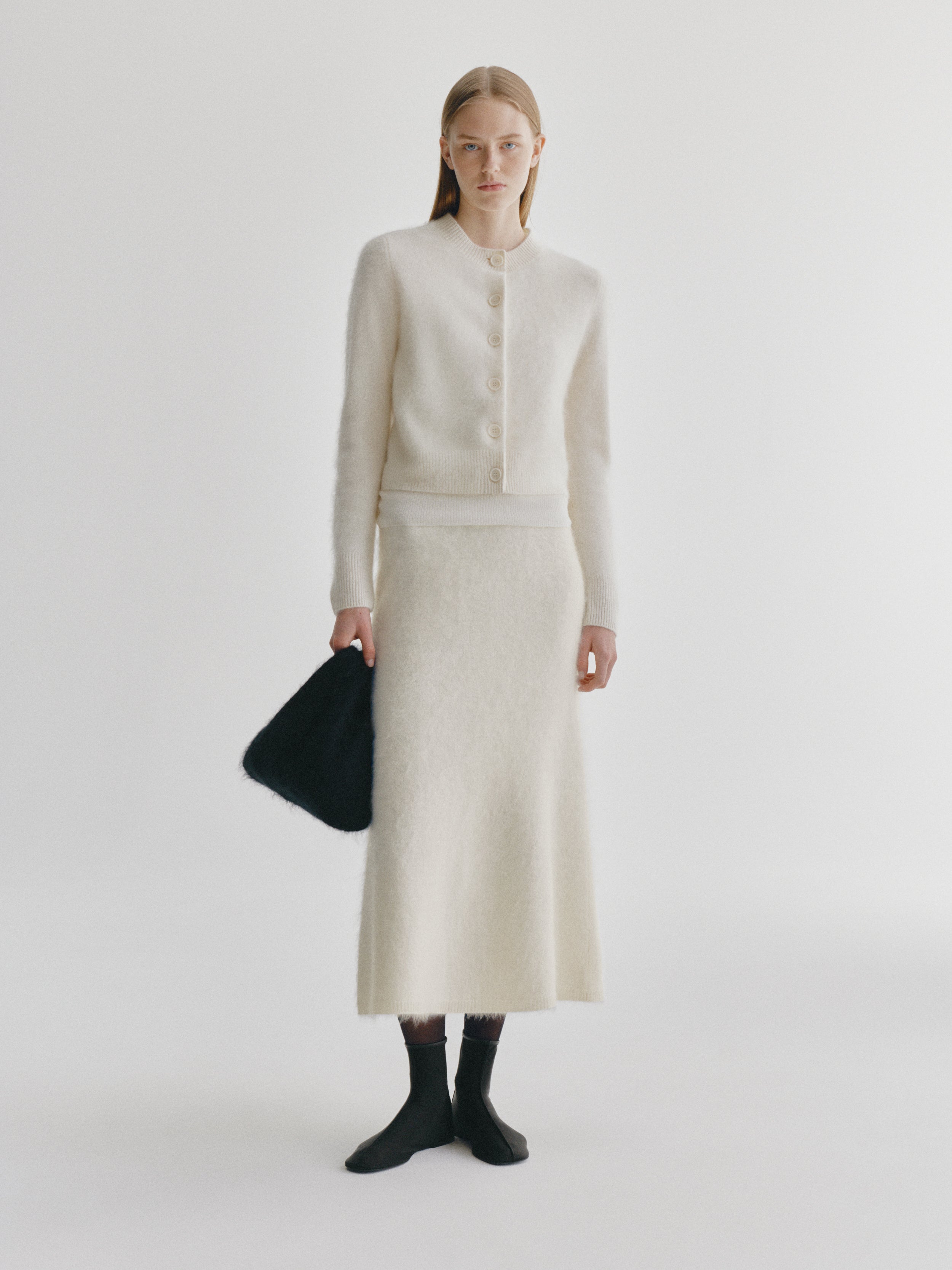 Azalea Cardigan Cream Brushed | Brushed Cashmere | LISA YANG