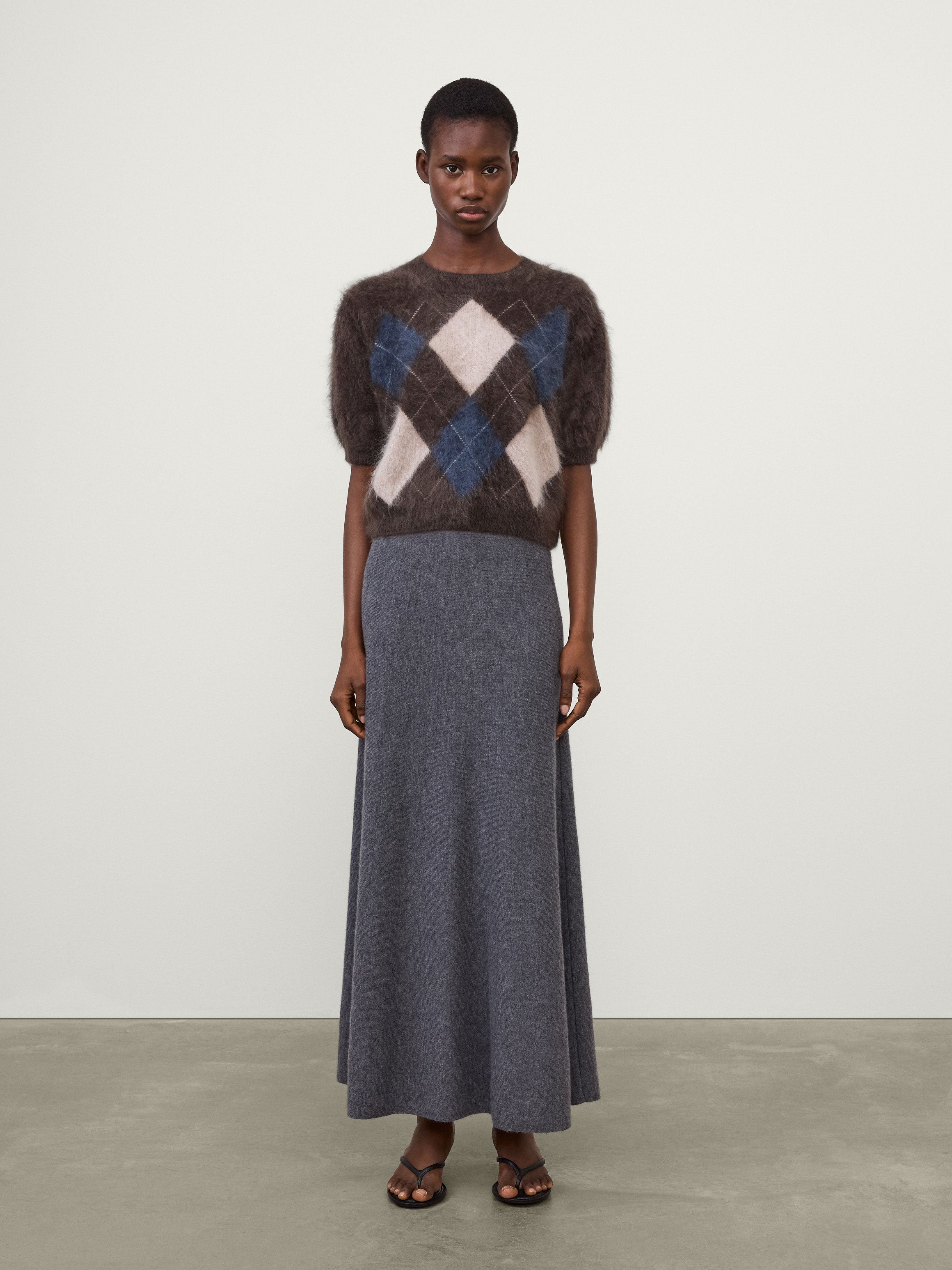 Juniper Sweater Wood Argyle Brushed | Cashmere | LISA YANG