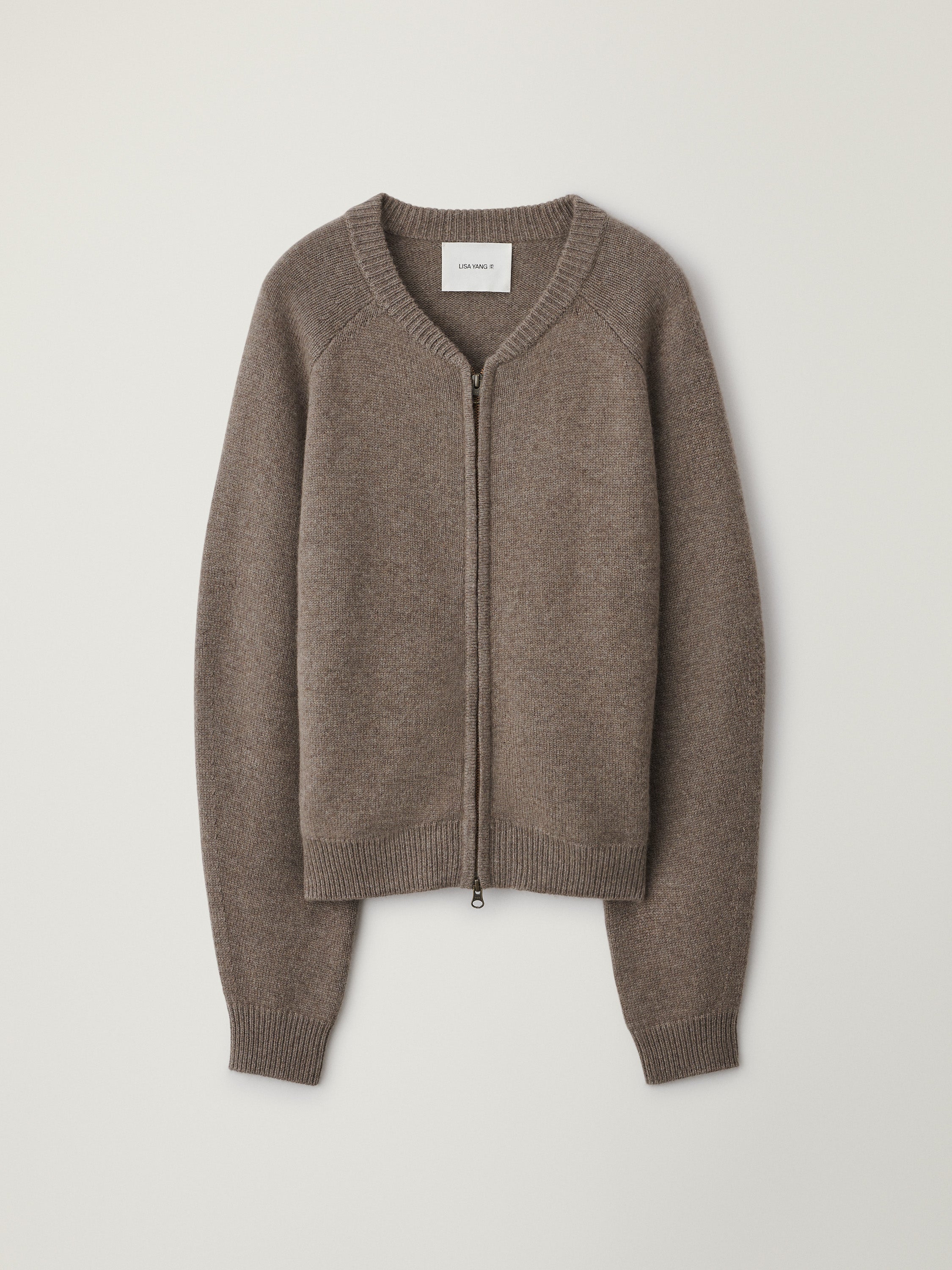 Nessie Zip Cardigan Jacket Truffle | Cashmere | LISA YANG