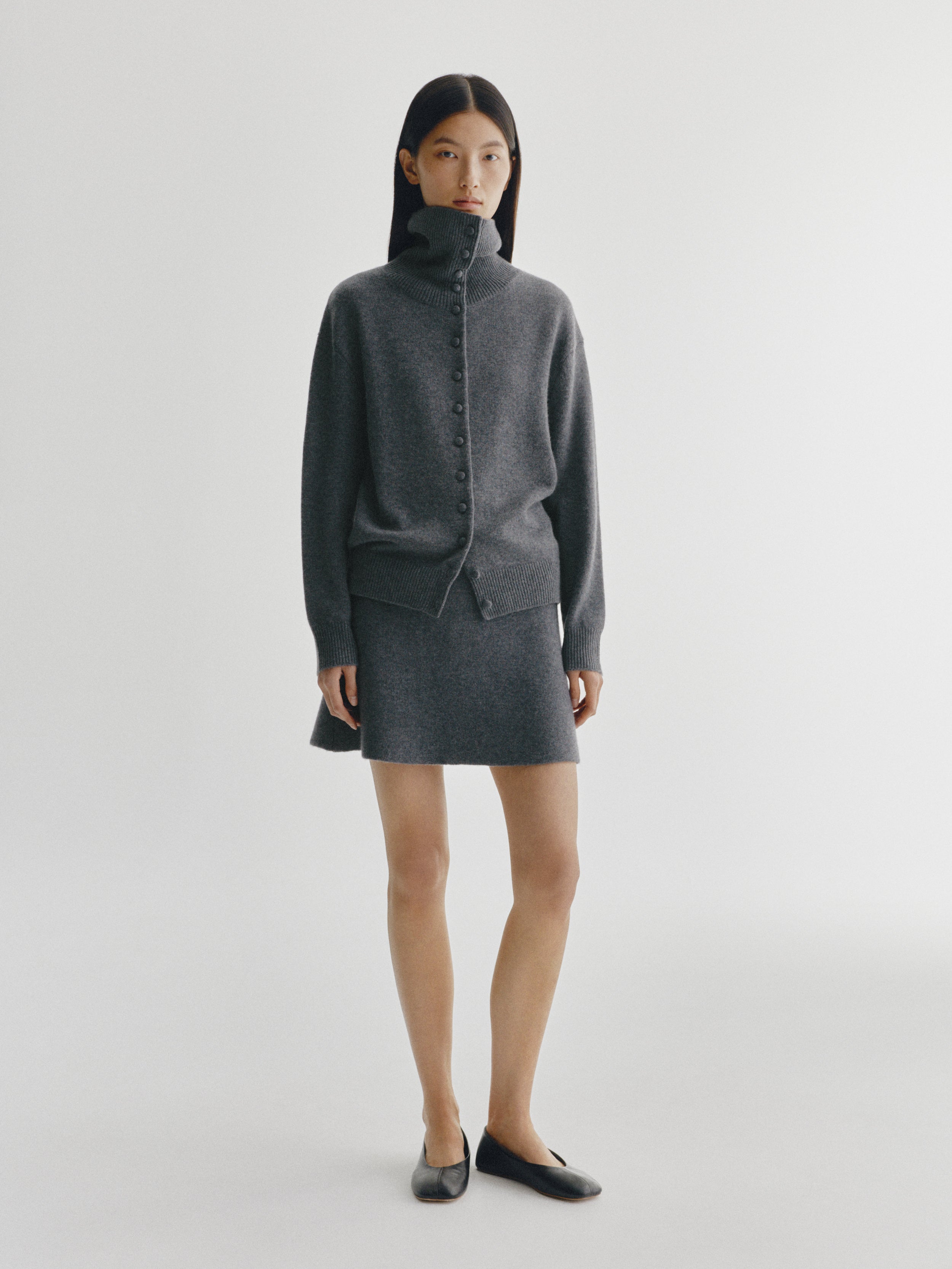 Clare Skirt Graphite | Cashmere | LISA YANG