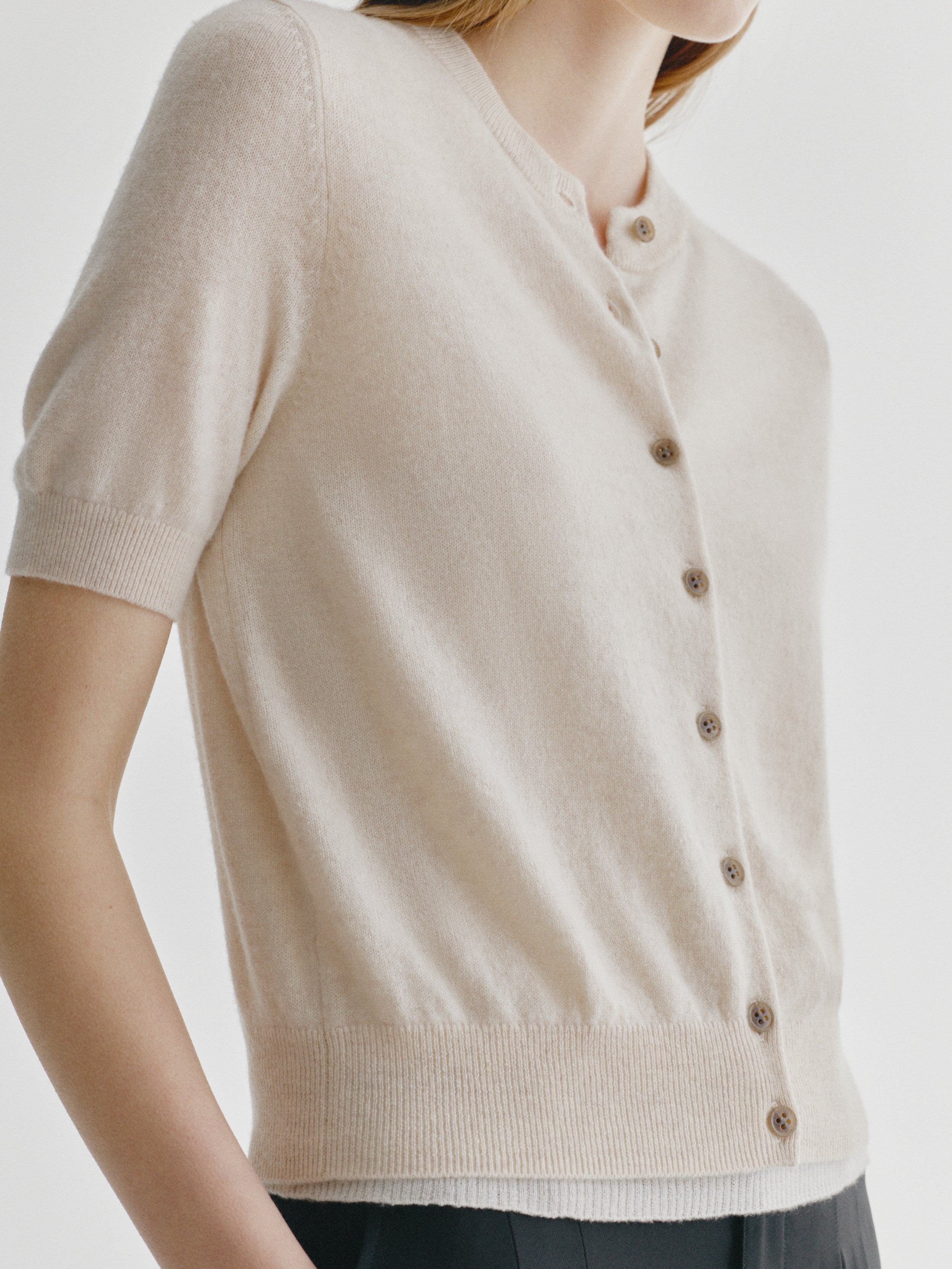 Marene Cardigan Oat | Cashmere | LISA YANG